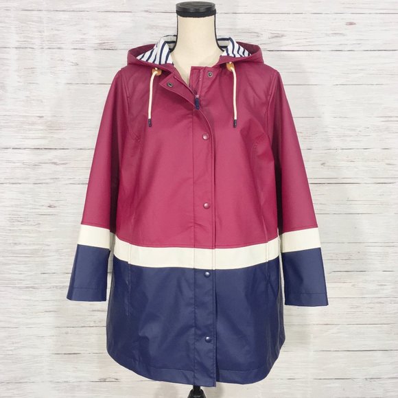 Talbots ~ Water Resistant Rain Full Zip Hooded Coat Jacket 1 Plus Petite - Picture 13 of 13